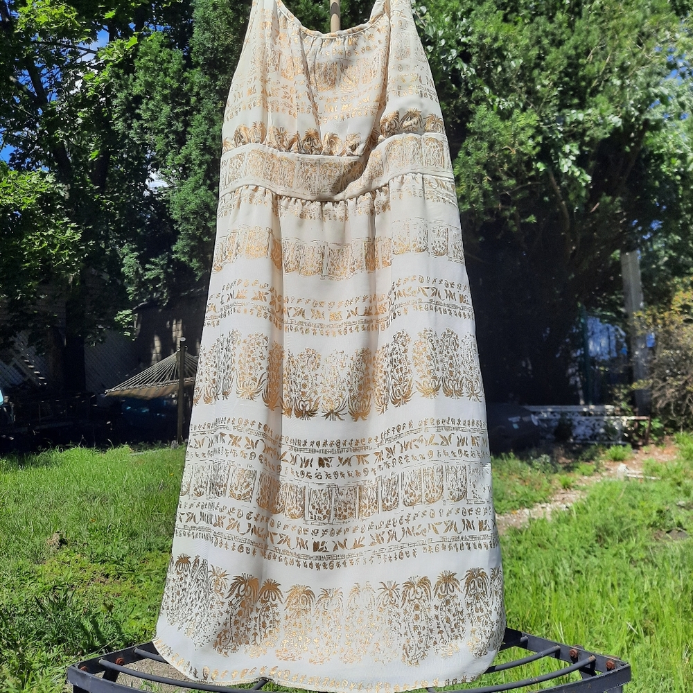 White & Gold Goddess Dress